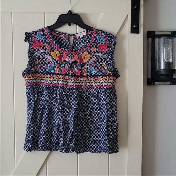 ✨ THML ANTHROPOLOGIE boho gypsy embroidered top✨ - Picture 4 of 9